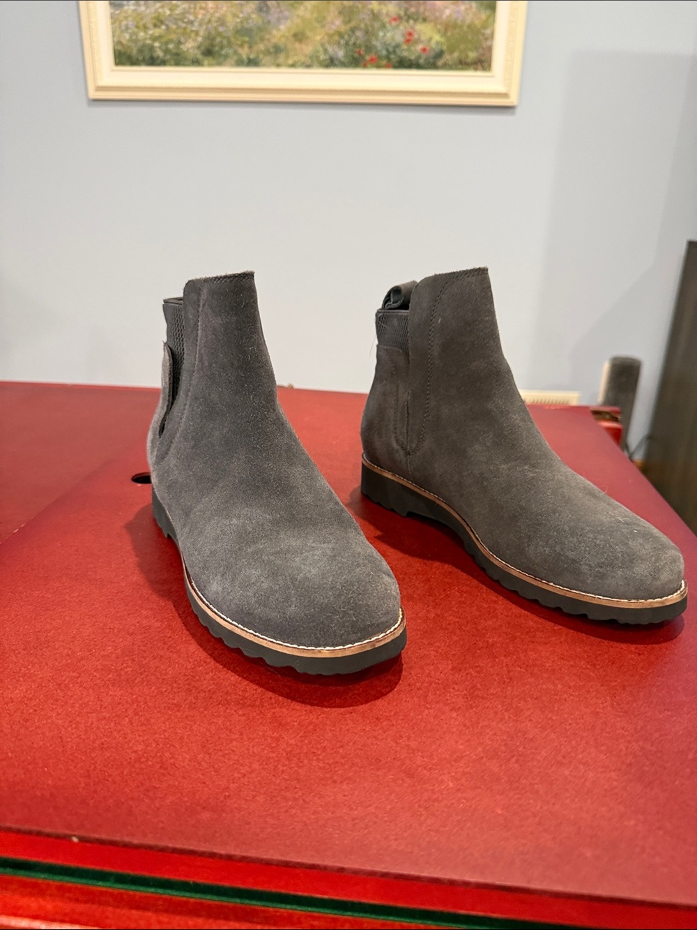 Blondo Gray Suede Chelsea Ankle Boots